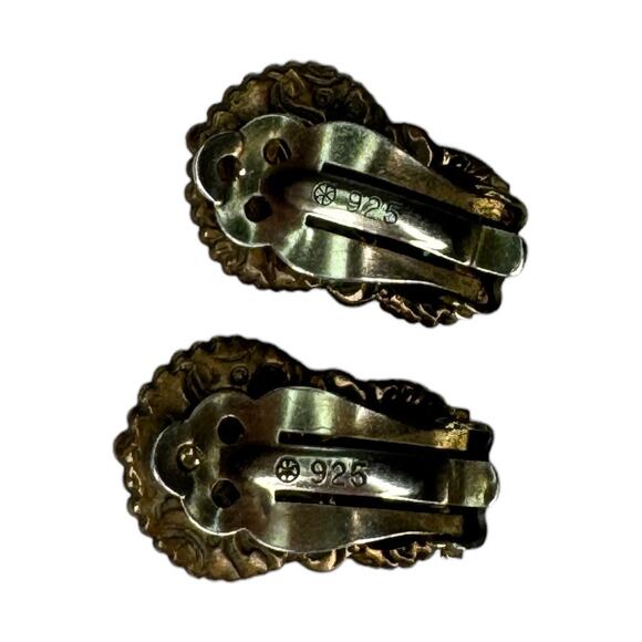 Stephen Dweck Clip On Earring Vintage Carved Smoky Quartz Turquoise Blue Crystal - Picture 7 of 11